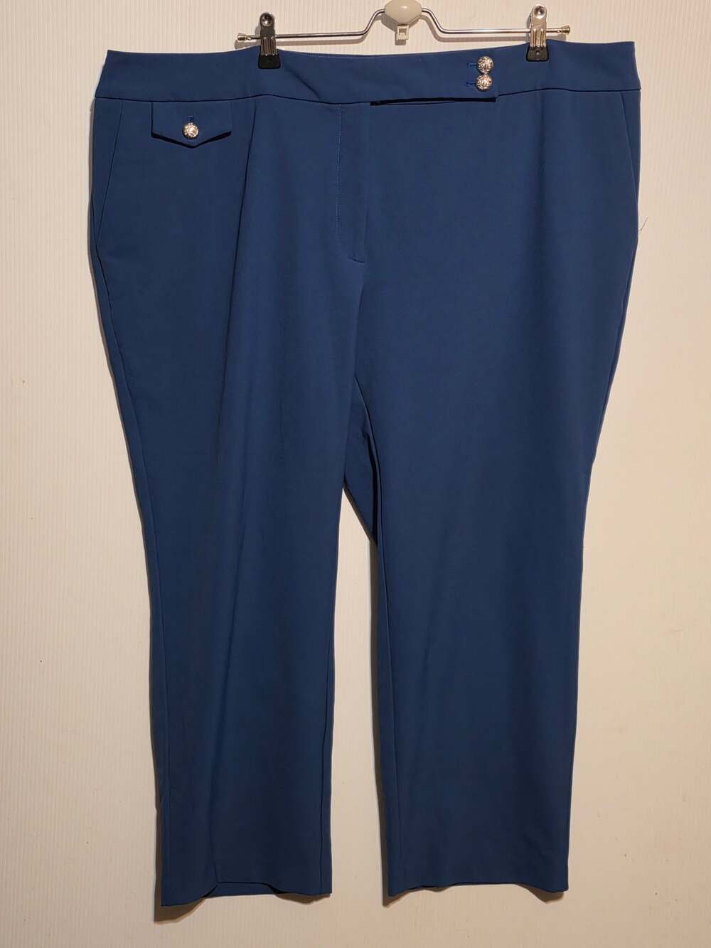 Veronica Beard Blue Tailored Trousers Pants Women's Size 22 Crest Buttons Chic
